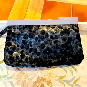 Calvin Klein black / silver suede evening bag  🖤